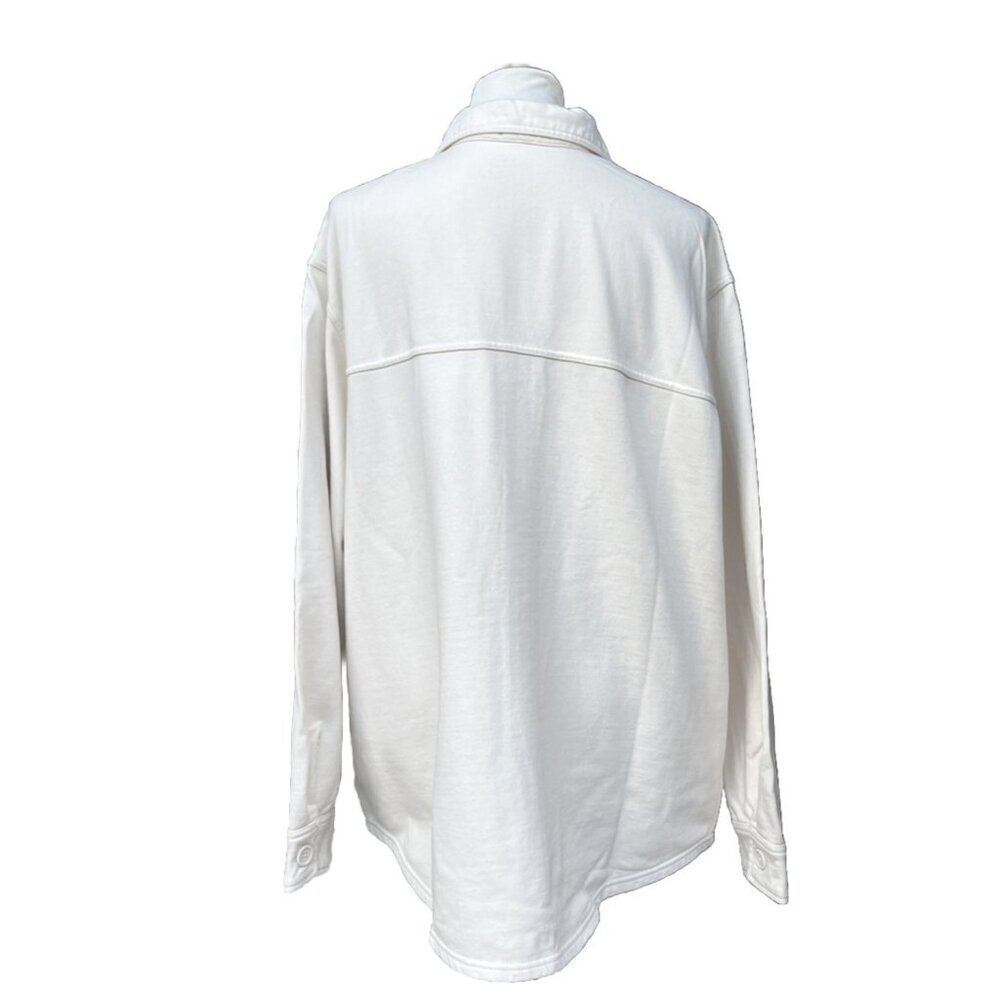 GSO235 Good American Cotton Fleece Shacket Shirt Jacket Size 3/4 Bone - Picture 9 of 14